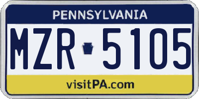 PA license plate MZR5105