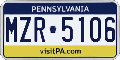 PA license plate MZR5106