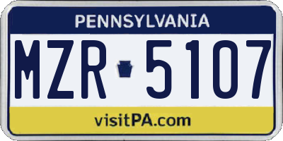 PA license plate MZR5107