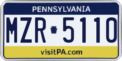 PA license plate MZR5110