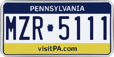 PA license plate MZR5111