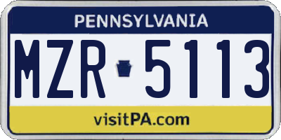 PA license plate MZR5113