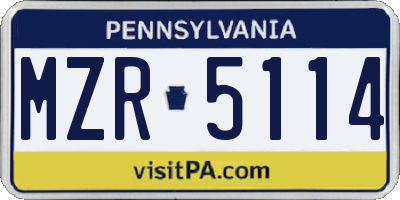 PA license plate MZR5114