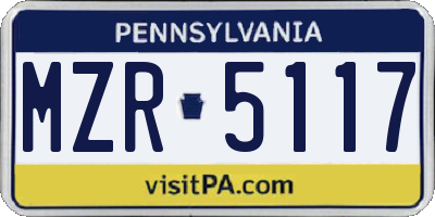PA license plate MZR5117