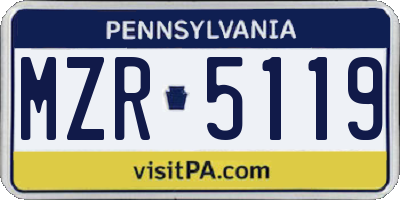 PA license plate MZR5119