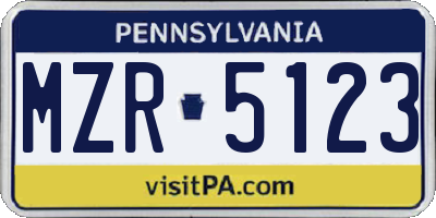 PA license plate MZR5123