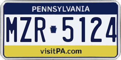 PA license plate MZR5124