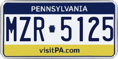 PA license plate MZR5125