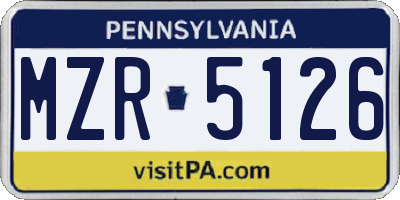 PA license plate MZR5126