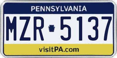 PA license plate MZR5137