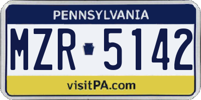 PA license plate MZR5142