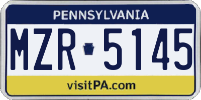 PA license plate MZR5145