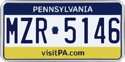 PA license plate MZR5146