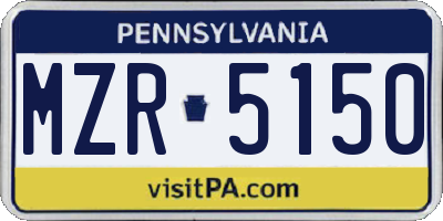 PA license plate MZR5150
