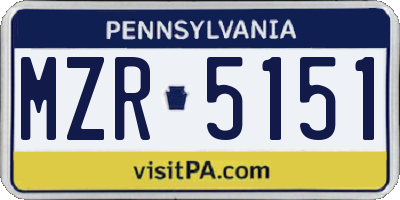 PA license plate MZR5151