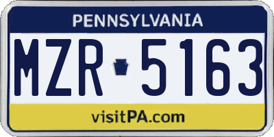 PA license plate MZR5163