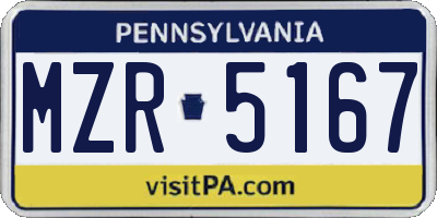 PA license plate MZR5167