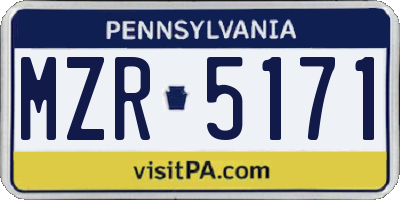PA license plate MZR5171