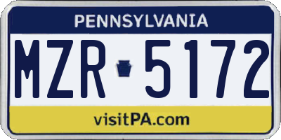 PA license plate MZR5172