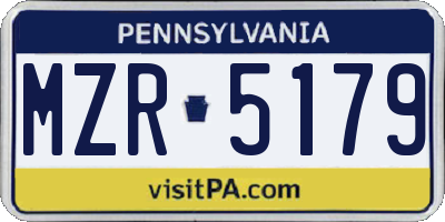 PA license plate MZR5179