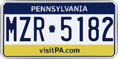 PA license plate MZR5182