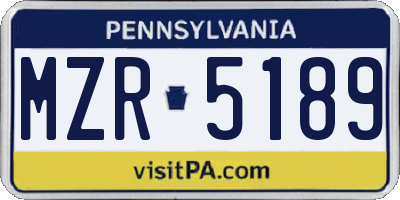 PA license plate MZR5189