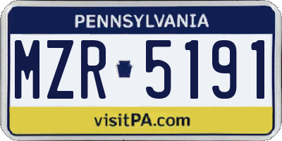 PA license plate MZR5191