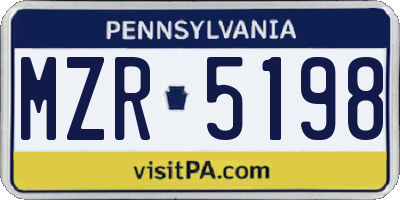 PA license plate MZR5198