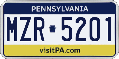 PA license plate MZR5201