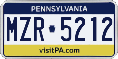 PA license plate MZR5212