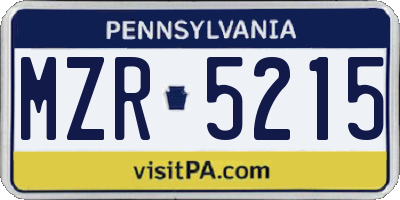 PA license plate MZR5215