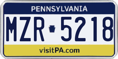 PA license plate MZR5218
