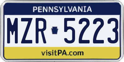 PA license plate MZR5223