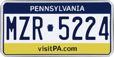 PA license plate MZR5224
