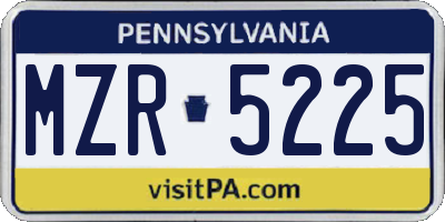 PA license plate MZR5225