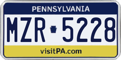 PA license plate MZR5228