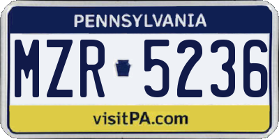 PA license plate MZR5236