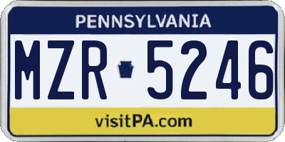 PA license plate MZR5246