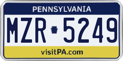 PA license plate MZR5249