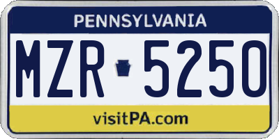 PA license plate MZR5250