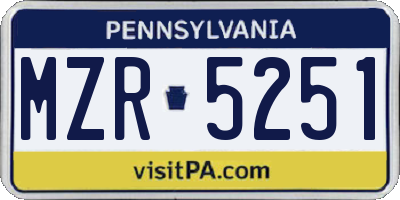 PA license plate MZR5251
