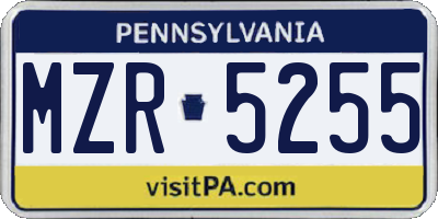PA license plate MZR5255