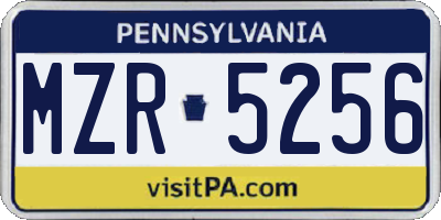 PA license plate MZR5256