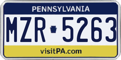 PA license plate MZR5263