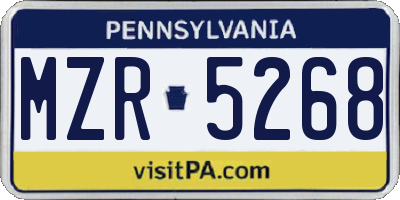 PA license plate MZR5268