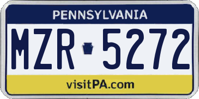 PA license plate MZR5272