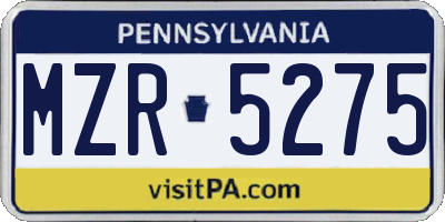PA license plate MZR5275