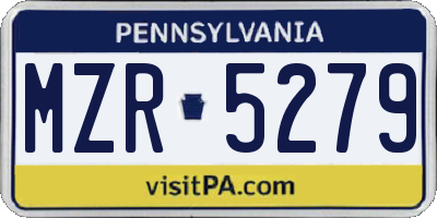 PA license plate MZR5279