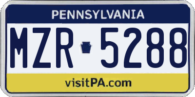 PA license plate MZR5288