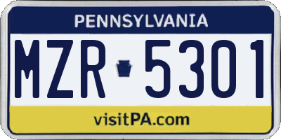 PA license plate MZR5301